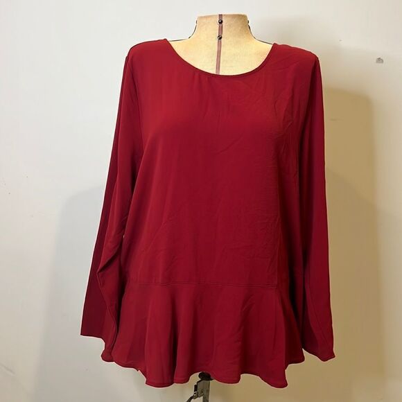 MUD PIE Red Ruffle Hem Blouse  - Size Large - Picture 1 of 13